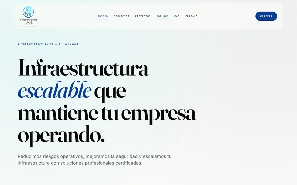 Sitio web de Compupart Store, hecho por DTS Web Design
