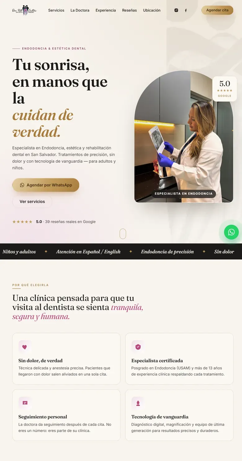 Sitio web de la Clínica Dra. Kate Quiteño, hecho por DTS Web Design