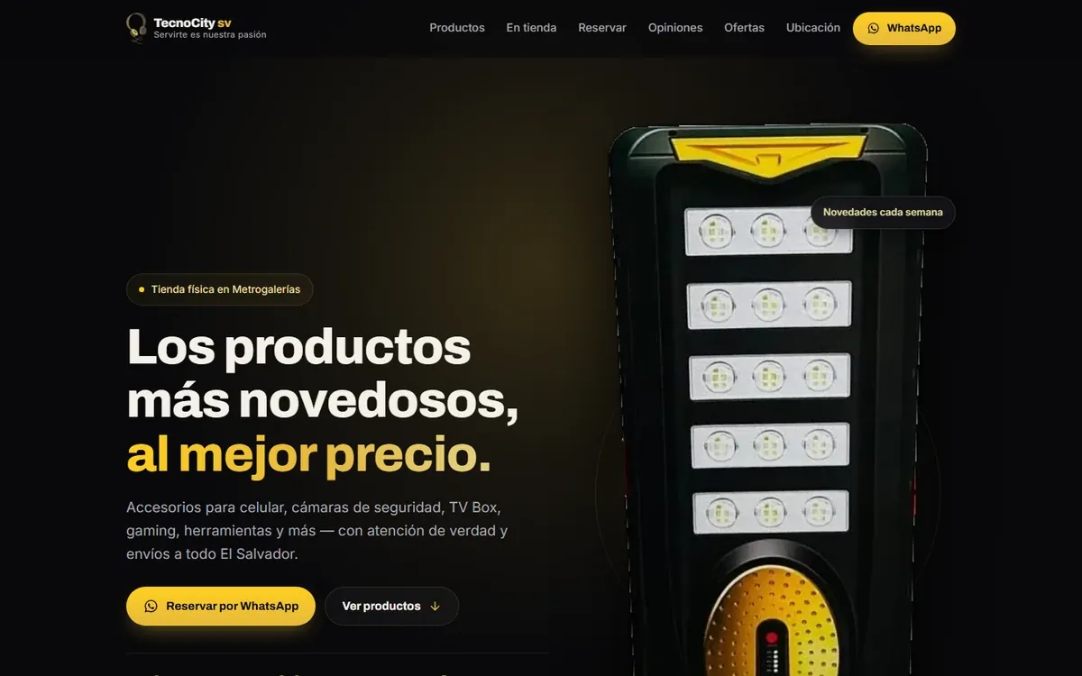 Sitio web de TecnoCity SV, hecho por DTS Web Design